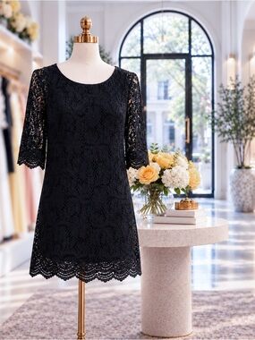 Divided Lace Mini Shift Dress Whimsygoth Church Funeral - Black, Size S